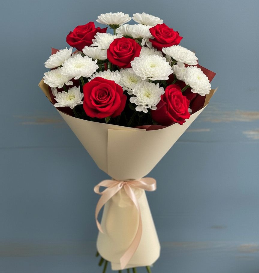 Букет цветов из: Розы и Хризантемы в Павловка Башкортостан