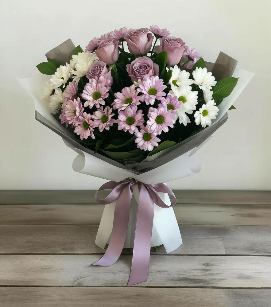 Букет цветов из: Хризантемы и Розы в Павловка Башкортостан