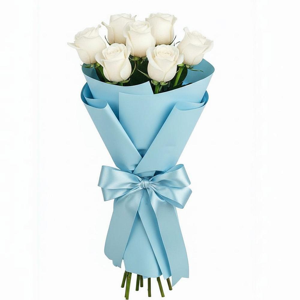 Букет 7 белых роз Проуд в Павловка Башкортостан