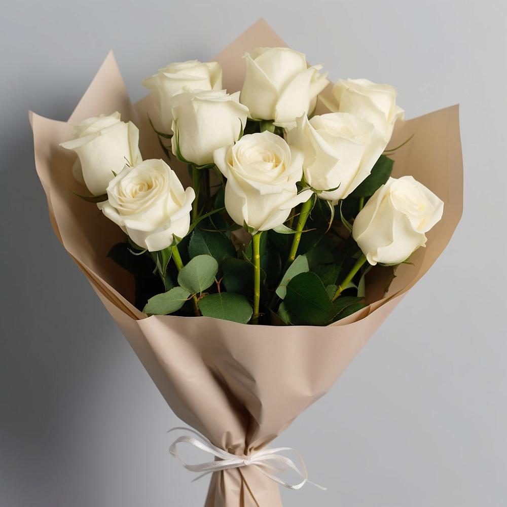Букет 9 Белых роз Эдлесс Лав в Павловка Башкортостан