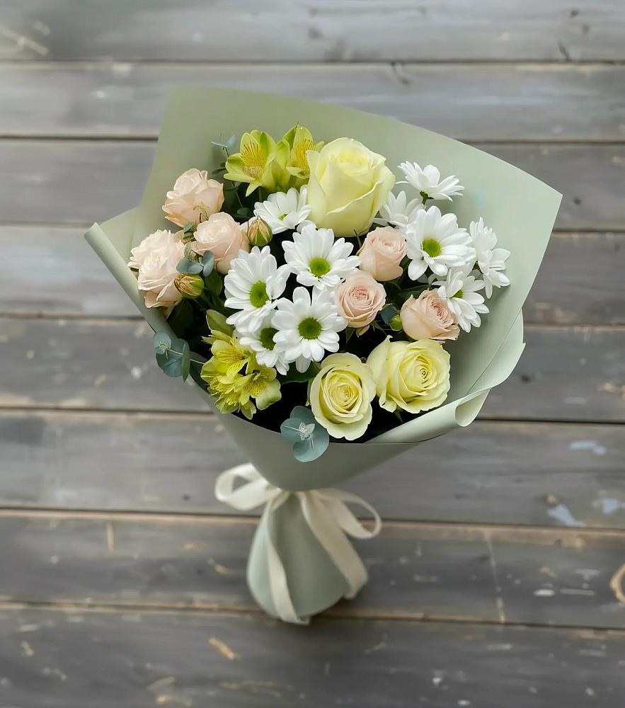 Букет цветов из: Альстромерии, Розы и Хризантемы в Павловка Башкортостан