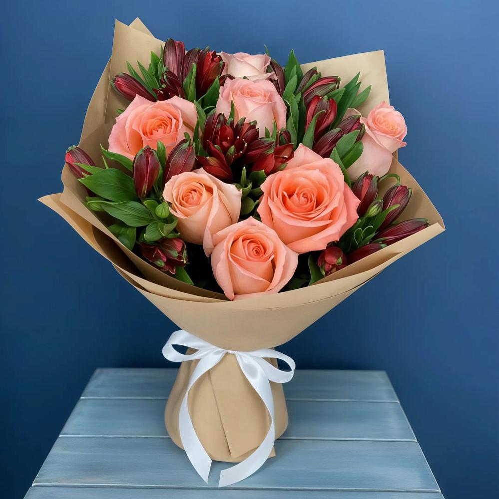 Букет цветов из: Розы и Альстромерии в Павловка Башкортостан