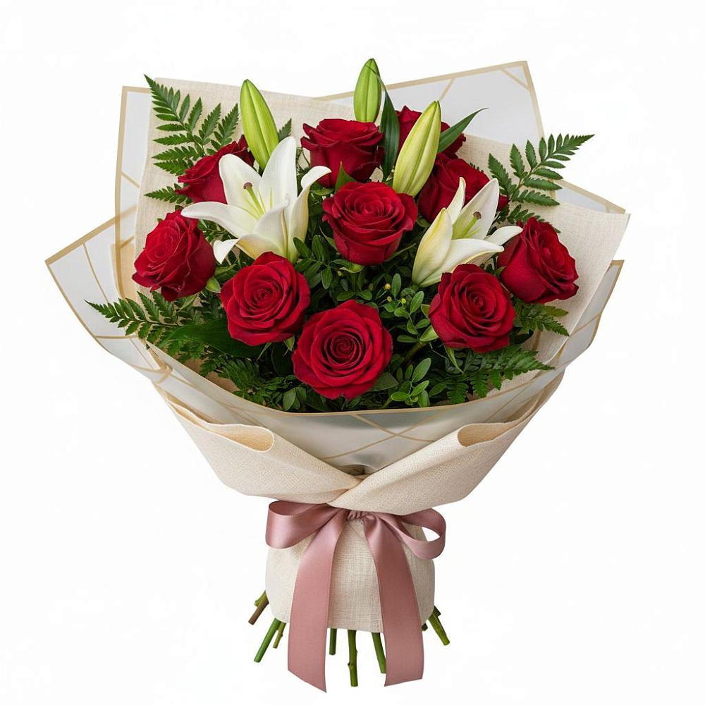 Букет цветов из: Лилии и Розы в Павловка Башкортостан