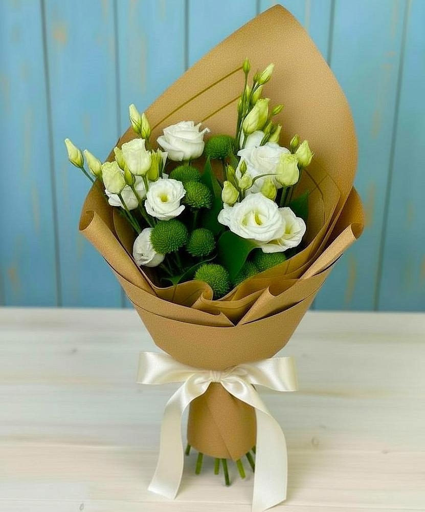 Букет цветов из: Хризантемы и Лизиантусы в Павловка Башкортостан