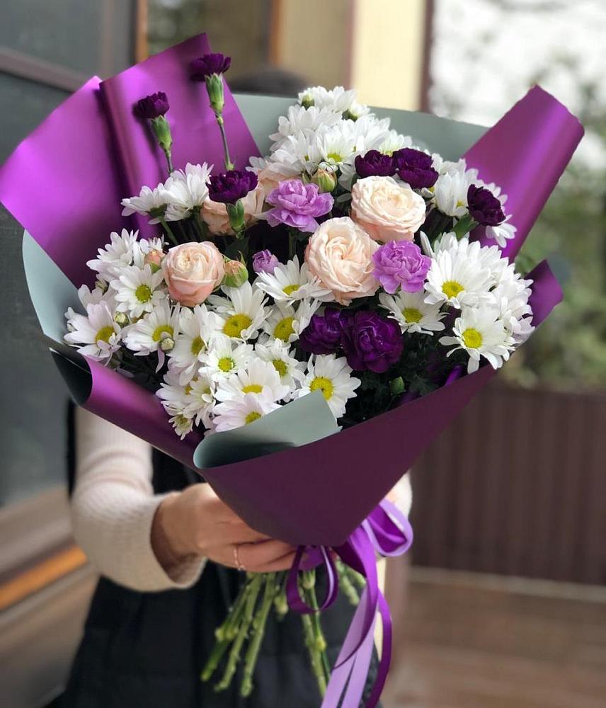 Букет цветов из: Хризантемы, Гвоздики и Розы в Павловка Башкортостан