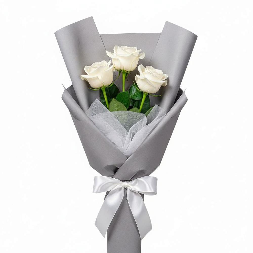 Букет 3 белые розы в Павловка Башкортостан
