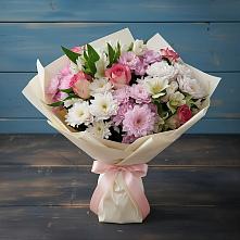 Букет цветов из:  Хризантемы, Альстромерии и Розы в Павловка Башкортостан