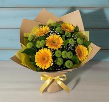 Букет цветов из:  Герберы и Хризантемы в Павловка Башкортостан