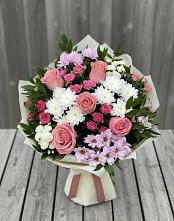 Букет цветов из:  Альстромерии, Гвоздики, Розы и Хризантемы в Павловка Башкортостан