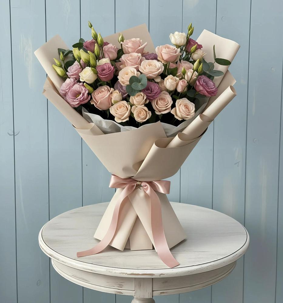 Букет цветов из: Розы и Лизиантусы в Павловка Башкортостан