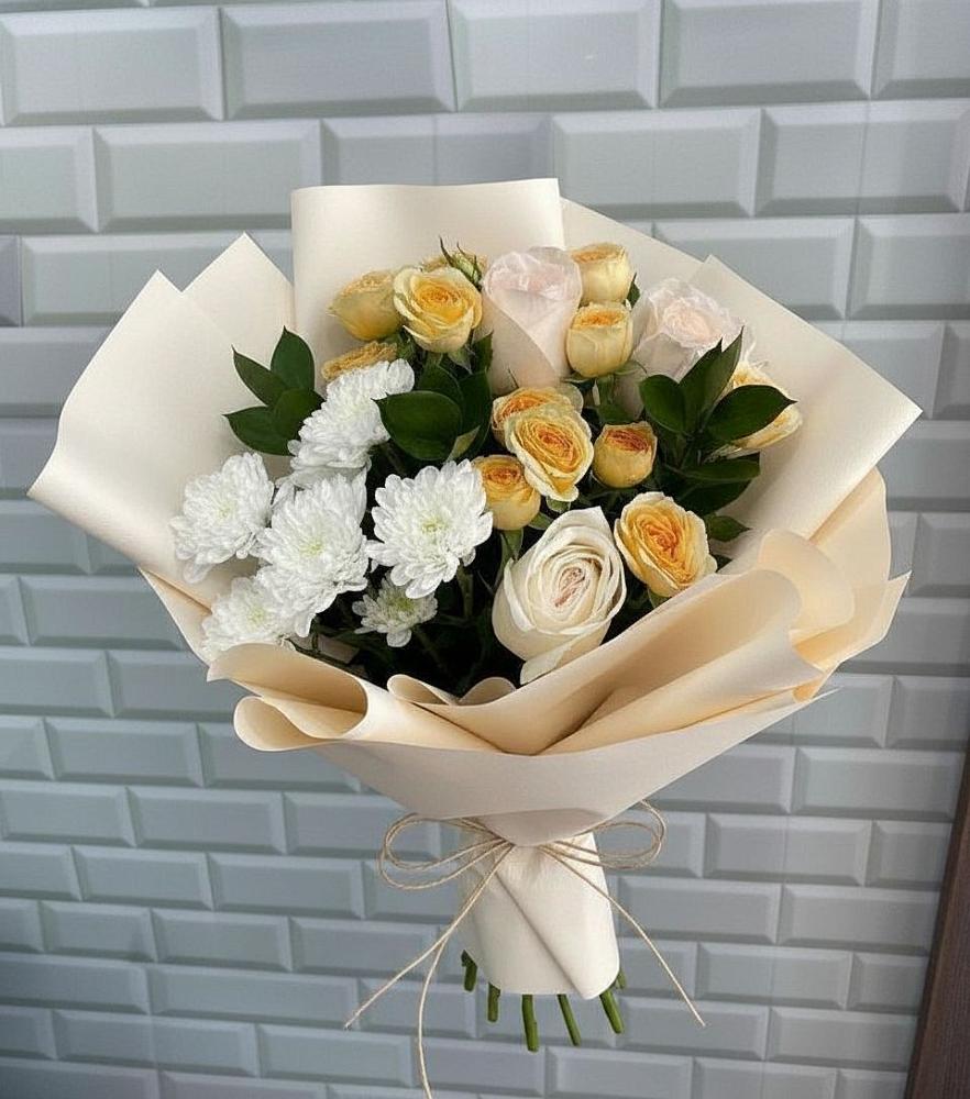 Букет цветов из: Розы и Хризантемы в Павловка Башкортостан