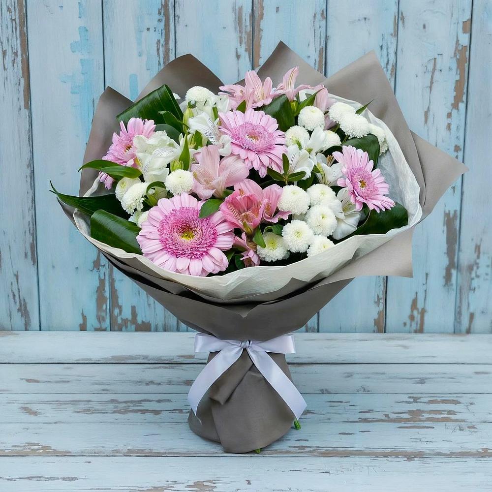 Букет цветов из: Герберы, Альстромерии и Хризантемы в Павловка Башкортостан