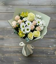 Букет цветов из:  Альстромерии, Розы и Хризантемы в Павловка Башкортостан